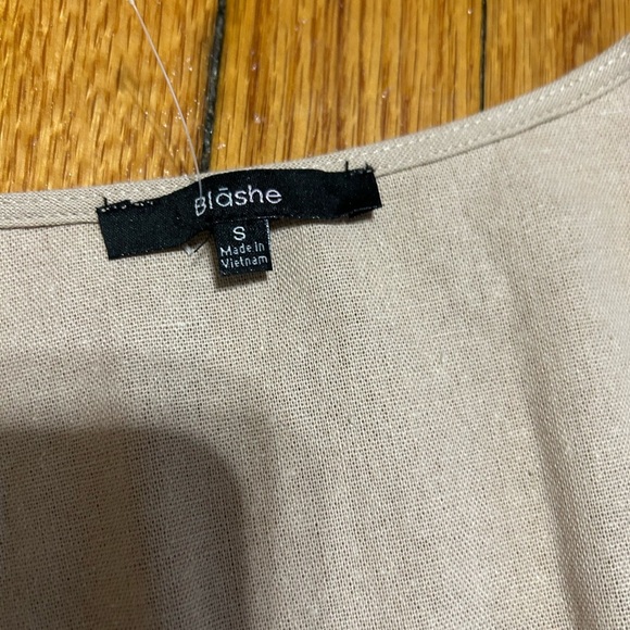 NWT Blashe Button Down Dress Size S Tie Belt Collared Short Sleeve Linen Blend - Picture 4 of 8